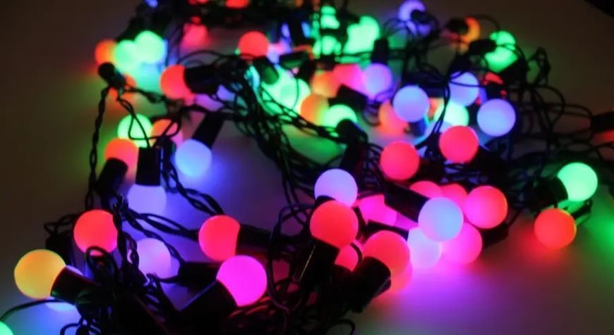 Гирлянда матовый шарик 28LED 5м (флеш) 10мм, Новогодняя бахрама, Светодиодная гирлянда, Уличная гирлянда 00024730 фото