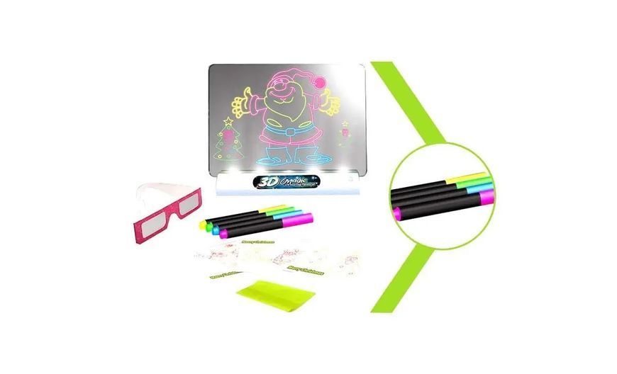 Электронная доска для рисования SUNROZ 3D Magic Drawing Board Морской стиль с подсветкой и 3Д эффектом 00016590 фото