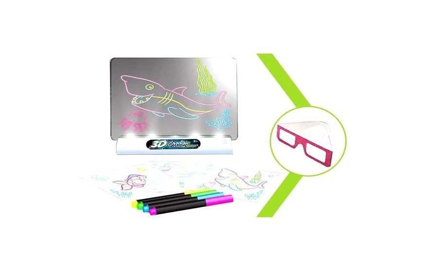 Электронная доска для рисования SUNROZ 3D Magic Drawing Board Морской стиль с подсветкой и 3Д эффектом 00016590 фото