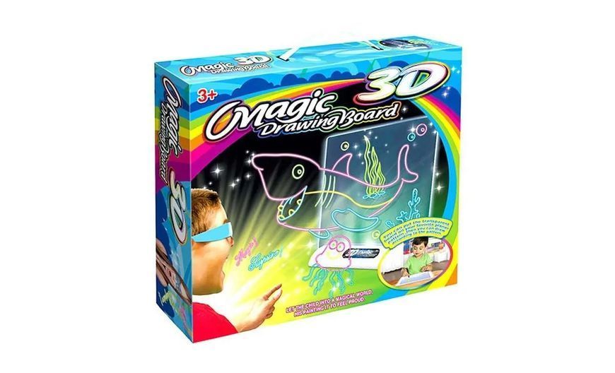 Электронная доска для рисования SUNROZ 3D Magic Drawing Board Морской стиль с подсветкой и 3Д эффектом 00016590 фото