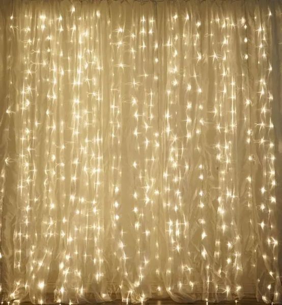 Гирлянда водопад 320 LED 5mm 3м/2м теплый цвет на прозрачном проводе 00024731 фото