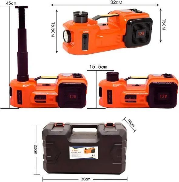 Набір електродомкрат+компресор+ліхтар до 5 тонн потужність 180w ZSY03-X 12V 00016987 фото