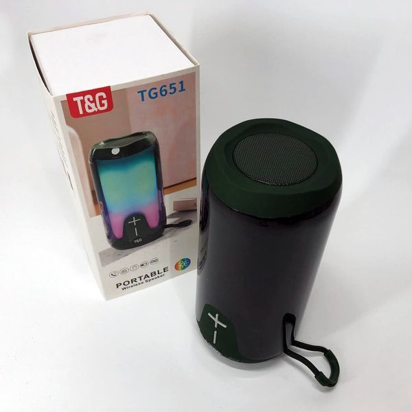 Bluetooth-колонка TG651 с RGB ПОДСВЕТКОЙ, Bluetooth колонка для хорошей музыки. Цвет: зеленый 00017208 фото