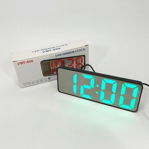 Електронний настільний LED годинник від USB VST-898-4 з будильником і термометром оригінальний настільний годинник 00012649 фото