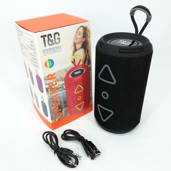 Bluetooth колонка портативна TG656 FM-радіо, акумуляторна колонка для музики. Колір: чорний 00017238 фото