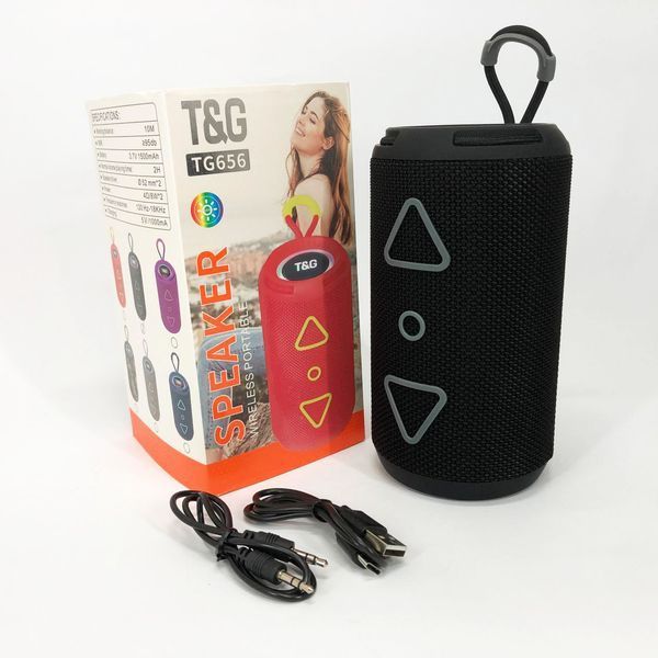 Bluetooth колонка портативна TG656 FM-радіо, акумуляторна колонка для музики. Колір: чорний 00017238 фото
