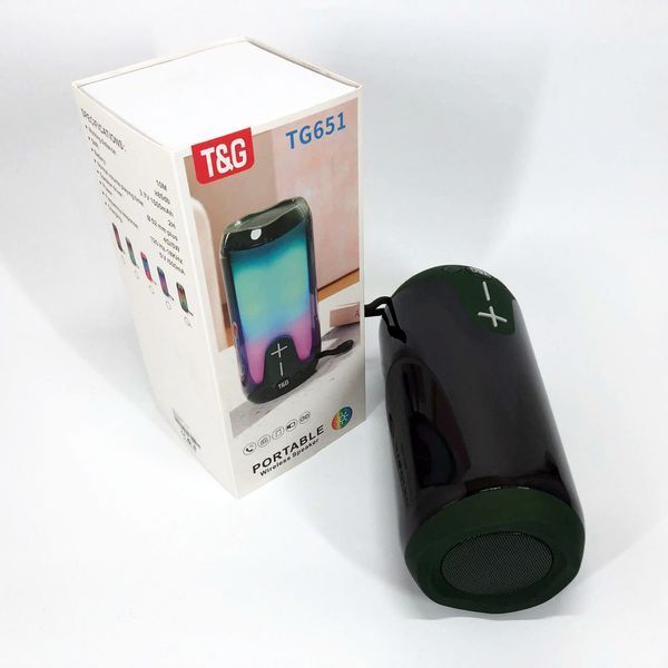 Bluetooth-колонка TG651 с RGB ПОДСВЕТКОЙ, Bluetooth колонка для хорошей музыки. Цвет: зеленый 00017208 фото