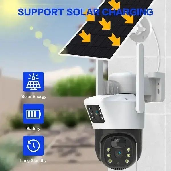 Вулична камера відеоспостереження з двома лінзами 4G, V36-4G SOLAR / Вайфай камера від сонячної панелі 00017562 фото