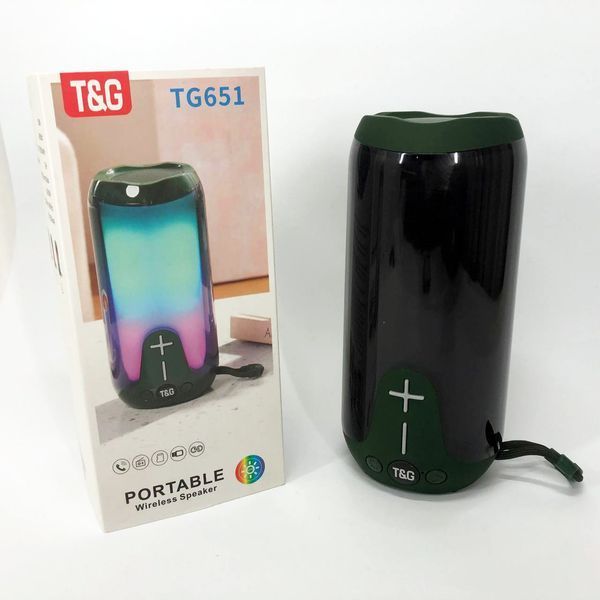 Bluetooth-колонка TG651 с RGB ПОДСВЕТКОЙ, Bluetooth колонка для хорошей музыки. Цвет: зеленый 00017208 фото