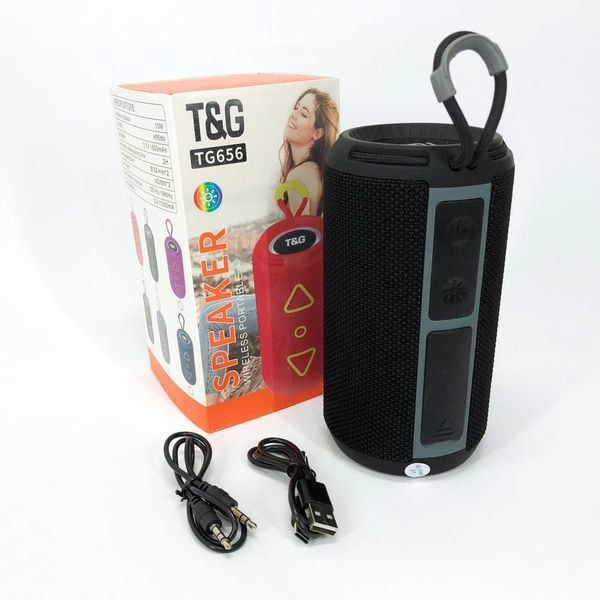 Bluetooth колонка портативна TG656 FM-радіо, акумуляторна колонка для музики. Колір: чорний 00017238 фото