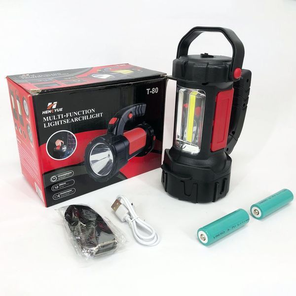 Ручний акумуляторний ліхтар T80C-5W+COB (white/red) із функцією Power Bank. Колір: червоний 00022922 фото