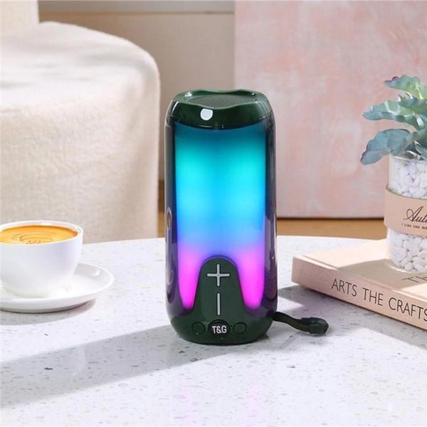Bluetooth-колонка TG651 с RGB ПОДСВЕТКОЙ, Bluetooth колонка для хорошей музыки. Цвет: зеленый 00017208 фото