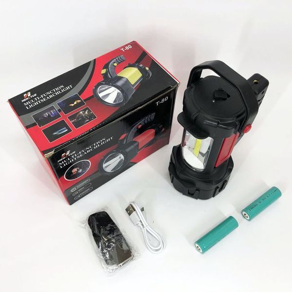 Ручний акумуляторний ліхтар T80C-5W+COB (white/red) із функцією Power Bank. Колір: червоний 00022922 фото