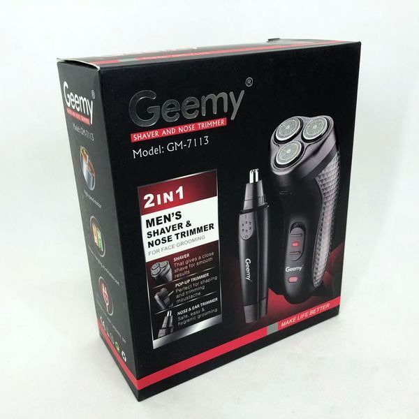 Триммер для стрижки бороды триммер для носа, электробритва 3 в 1 GEMEI GM-7113, Триммер беспроводной 00015483 фото