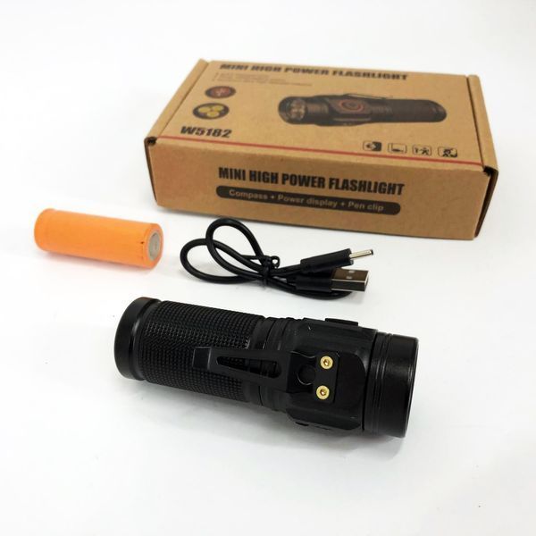 Фонарь PLD W5182-3XHP360, Ручной фонарик led, Водонепроницаемый фонар, Карманный фонарь с usb зарядкой 00022950 фото