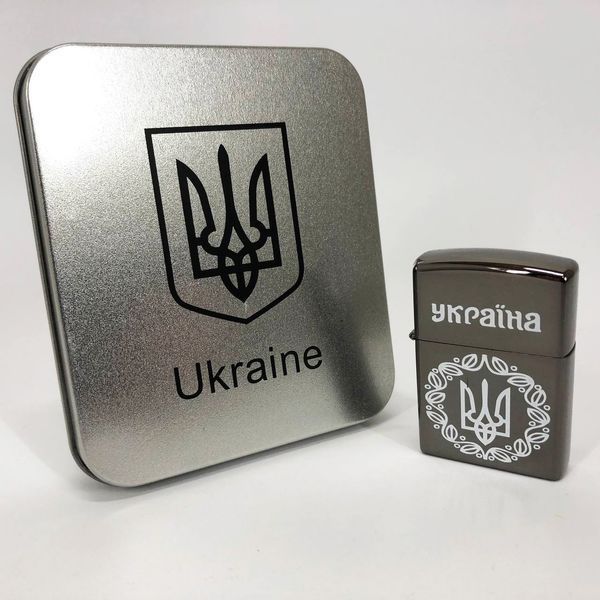 Дуговая электроимпульсная USB зажигалка Украина металлическая коробка HL-447. Цвет: черный 00023027 фото