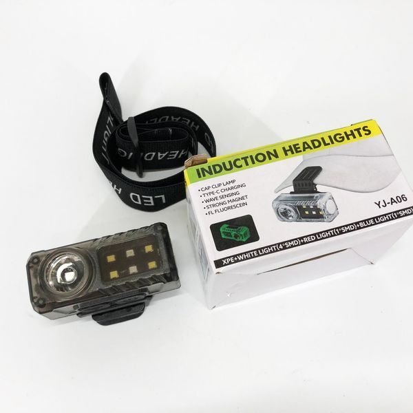 Ліхтар налобний YJ-A06-LED+6SMD, Тактичний ліхтар з червоним світлом на каску, Головний ліхтарик 00023075 фото