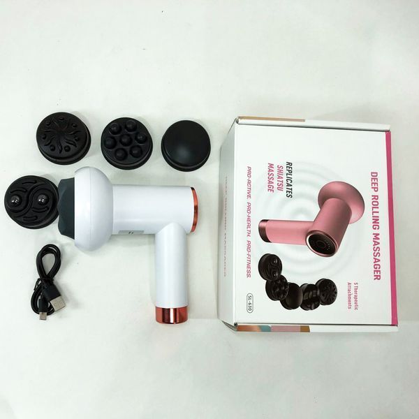 Масажер антицелюлітний для тіла рук та ніг 4 насадки 6 швидкостей Deep Rolling Massager. Колір: білий 00014830 фото