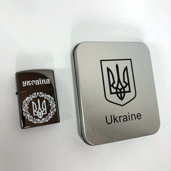 Дуговая электроимпульсная USB зажигалка Украина металлическая коробка HL-447. Цвет: черный 00023027 фото