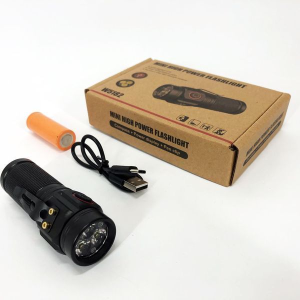 Фонарь PLD W5182-3XHP360, Ручной фонарик led, Водонепроницаемый фонар, Карманный фонарь с usb зарядкой 00022950 фото