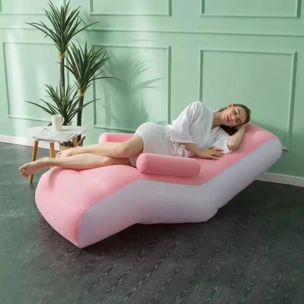 Надувной диван с подлокотниками Inflatable Sofa / Портативное складное кресло для дома, дачи, туризма и отдыха, 140х85х80 см 00013166 фото