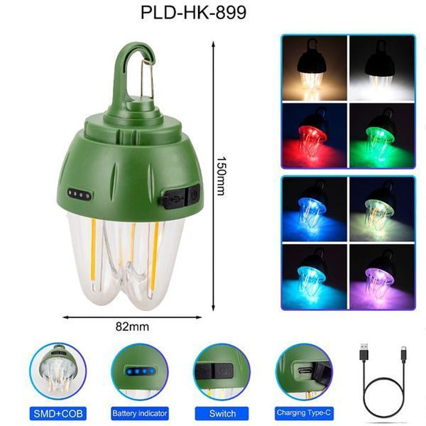 Ліхтар кемпінг вольфрамова лампа на сонячній батареї 899-SMD(RGB)+COB 00023202 фото