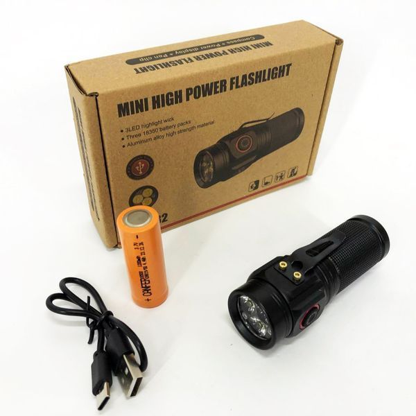 Фонарь PLD W5182-3XHP360, Ручной фонарик led, Водонепроницаемый фонар, Карманный фонарь с usb зарядкой 00022950 фото