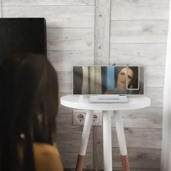 Зеркальные часы с проектором времени 3618LP настольные электронные с будильником, календарем и встроенным термометром ∙ Зеленая подсветка 00013084 фото