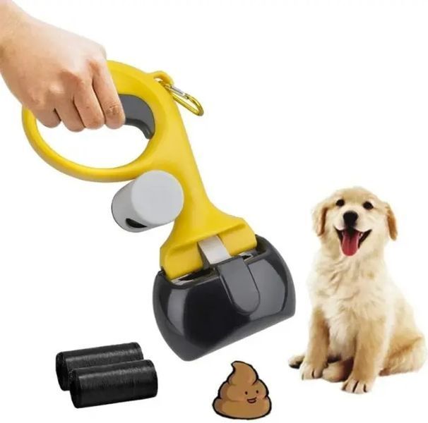 Автоматический совок для уборки Pooper Scooper 25 x 11 x 9 см / Щипцы для уборки с карабином и мешками в комплекте 00021899 фото