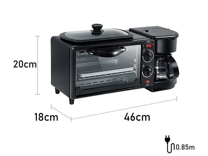 Электрическая духовка 3в1 Domotec MS-5308В Кофеварка Сковорода 9 л 4500w 00020796 фото