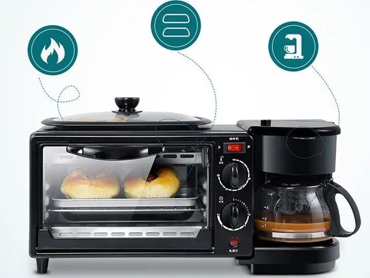Электрическая духовка 3в1 Domotec MS-5308В Кофеварка Сковорода 9 л 4500w 00020796 фото