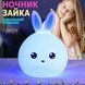 Силіконовий Нічний світильник ЗАЙЧИК дитячий LED лампа 7 кольорів з АКУМУЛЯТОРОМ 00022995 фото 15