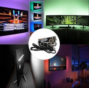 Лента светодиодная RGB 5050 2м с пультом для подсветки телевизора, монитора, мебели от USB 00024745 фото