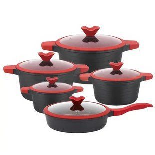 Набор из 4 кастрюль и сковородки со стеклянными крышками и антипригарным покрытием XW-10 Набор из 10 предметов 00019199 фото