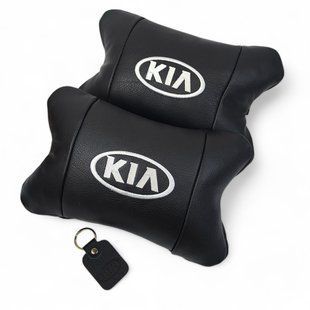 Автодушки 2 шт на подголовник Kia/Киа, натуральная кожа, черные, Подголовник для авто с комфортом 00017028 фото