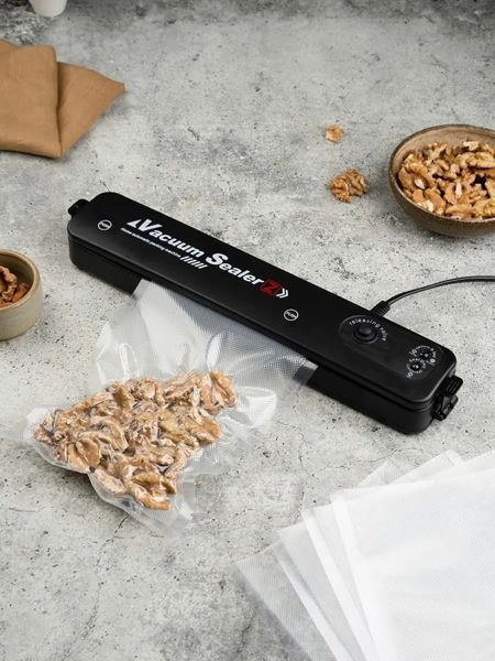 Вакууматор Vacuum Sealer вакуумний пакувальник для їжі, побутовий вакууматор чорний 00019307 фото