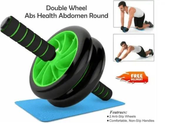 Фітнес колесо для преса DOUBLE WHEEL ABS HEALTH ABDOMEN ROUND, тренажер ролик для преса 00015717 фото