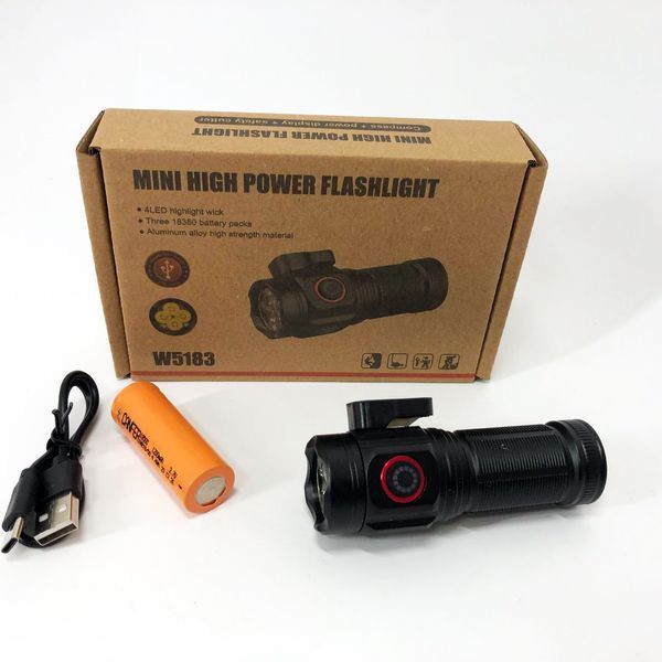 Ручной фонарик W5183-4XHP360, Фонарь ручной мощный, Тактичный фонарь, Карманный мини фонарь 00022951 фото