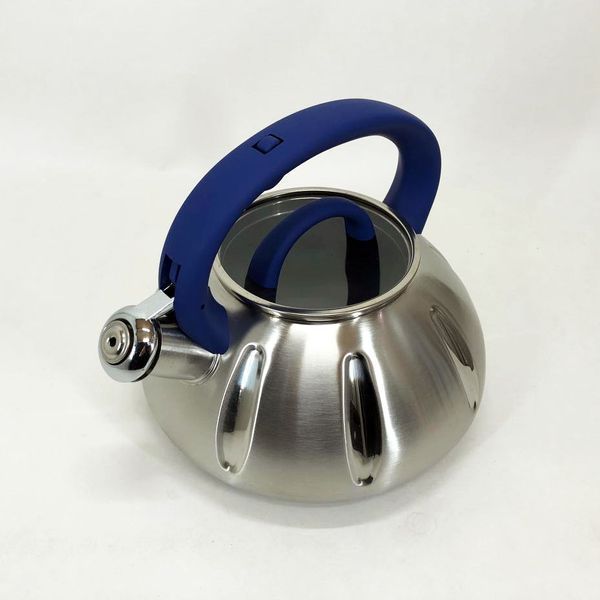Чайник со свистком Unique UN-5303 кухонный на 3 литра, чайник для газовой плитки. Цвет: синий 00018754 фото