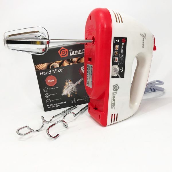 Міксер DOMOTEC R6633W 260 Вт, Простий ручний міксер, Міксер зручний ручний, Міксер блендер ручний 00019846 фото