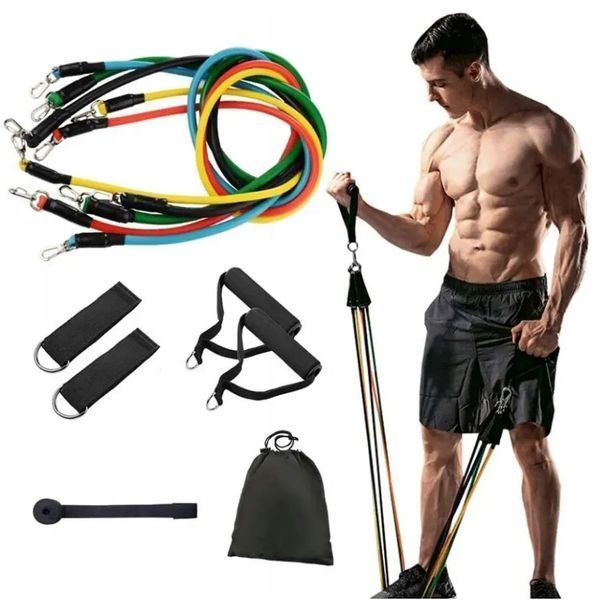 Еспандер гума для зарядок exercise pipe, еспандер гумовий джгут вправи, Фітнес гумки 5 в 1 00014301 фото