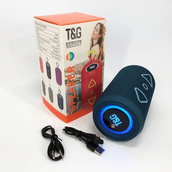 Bluetooth колонка портативна TG656 FM-радіо, потужна переносна акустична колонка. Колір: синій 00017239 фото