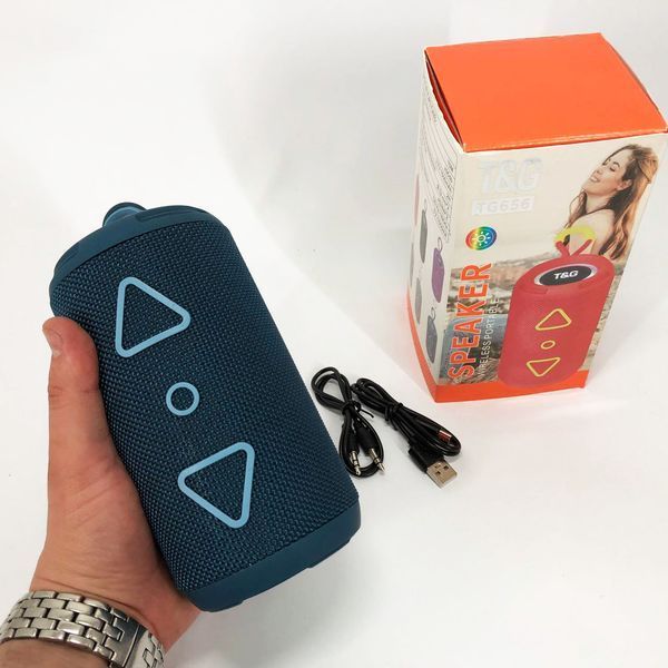 Bluetooth колонка портативна TG656 FM-радіо, потужна переносна акустична колонка. Колір: синій 00017239 фото