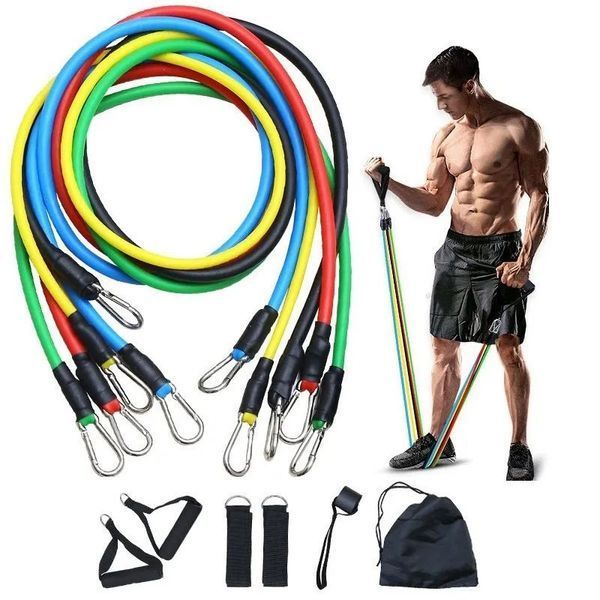Еспандер гума для зарядок exercise pipe, еспандер гумовий джгут вправи, Фітнес гумки 5 в 1 00014301 фото