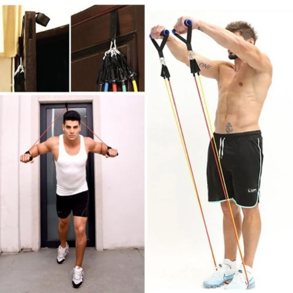 Еспандер гума для зарядок exercise pipe, еспандер гумовий джгут вправи, Фітнес гумки 5 в 1 00014301 фото