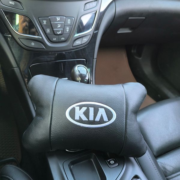 Автодушки 2 шт на подголовник Kia/Киа, натуральная кожа, черные, Подголовник для авто с комфортом 00017028 фото