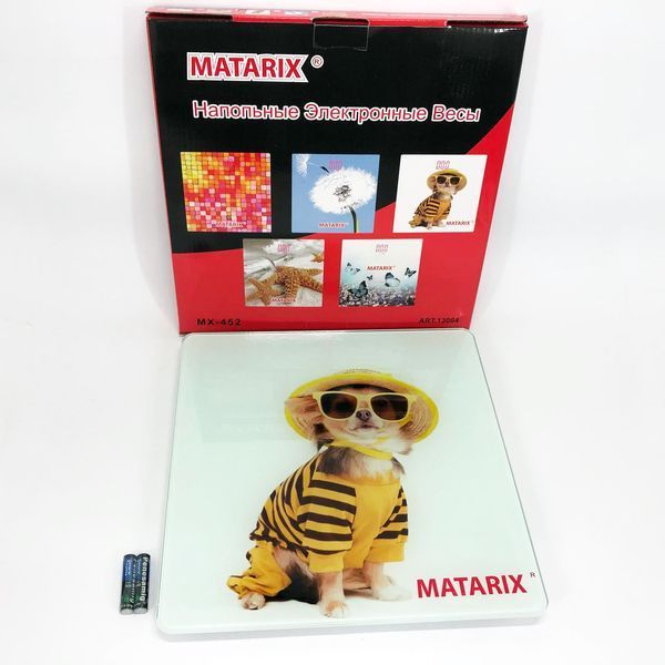 Весы напольные MATARIX MX-452 180 кг, Весы напольные для измерения массы тела, Электронные весы собака 00012689 фото