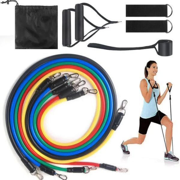 Еспандер гума для зарядок exercise pipe, еспандер гумовий джгут вправи, Фітнес гумки 5 в 1 00014301 фото