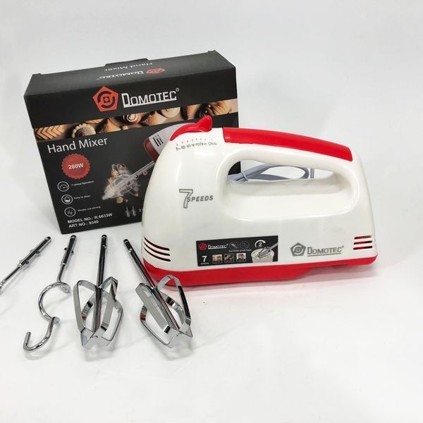 Міксер DOMOTEC R6633W 260 Вт, Простий ручний міксер, Міксер зручний ручний, Міксер блендер ручний 00019846 фото