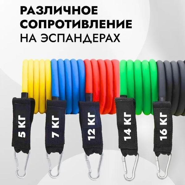 Еспандер гума для зарядок exercise pipe, еспандер гумовий джгут вправи, Фітнес гумки 5 в 1 00014301 фото